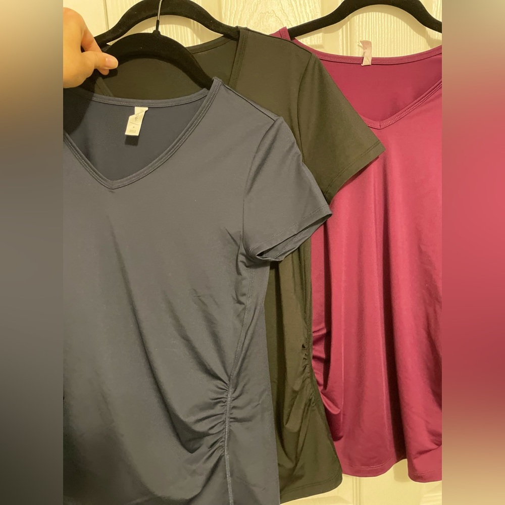 Maternity tops, black, navy, and purple size small